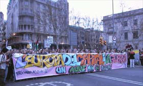 La cabecera de la manifestación contra la Europa del Capital.